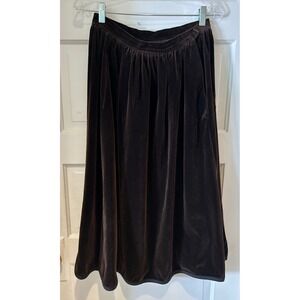 Vintage Saint Laurent Rive Gauche Brown/Burgundy Velvet Skirt Sz 38EU/US6